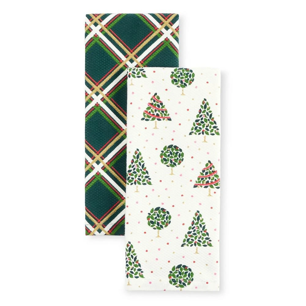 商品Kate Spade|Holiday Confetti Acrobat Plaid Holiday Kitchen Towels 2-Pack Set,价格¥178,第1张图片