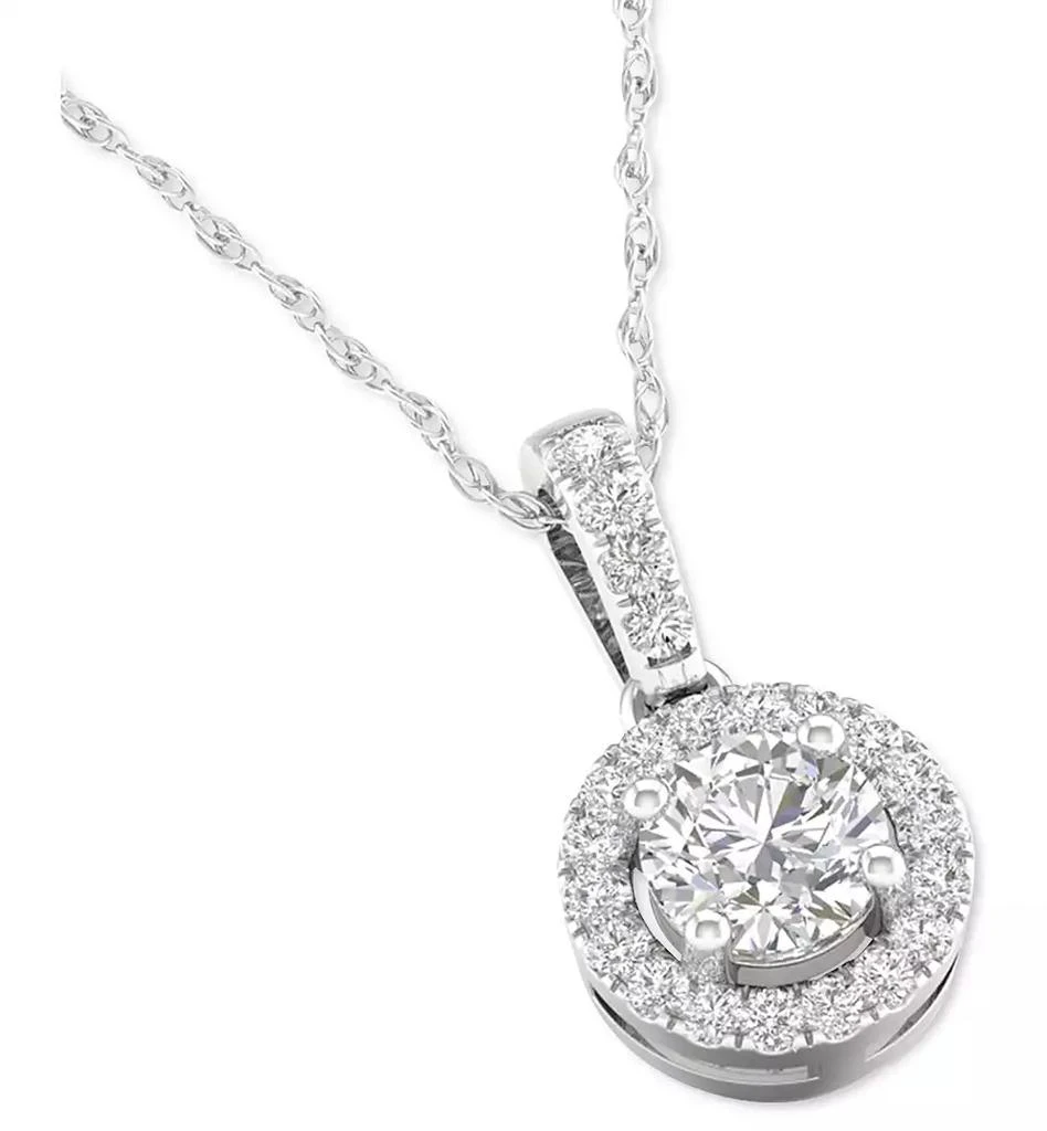 2-Pc. Set Diamond Halo Pendant Necklace & Matching Stud Earrings (5/8 ct. t.w.) in 14k White Gold 商品