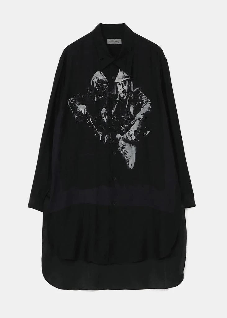 商品YOHJI YAMAMOTO|YOHJI YAMAMOTO Black Silk Print Shirt,价格¥7376,第1张图片