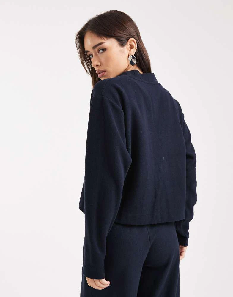商品Miss Selfridge|Miss Selfridge soft rib tie front rib cardigan in navy,价格¥308,第3张图片详细描述