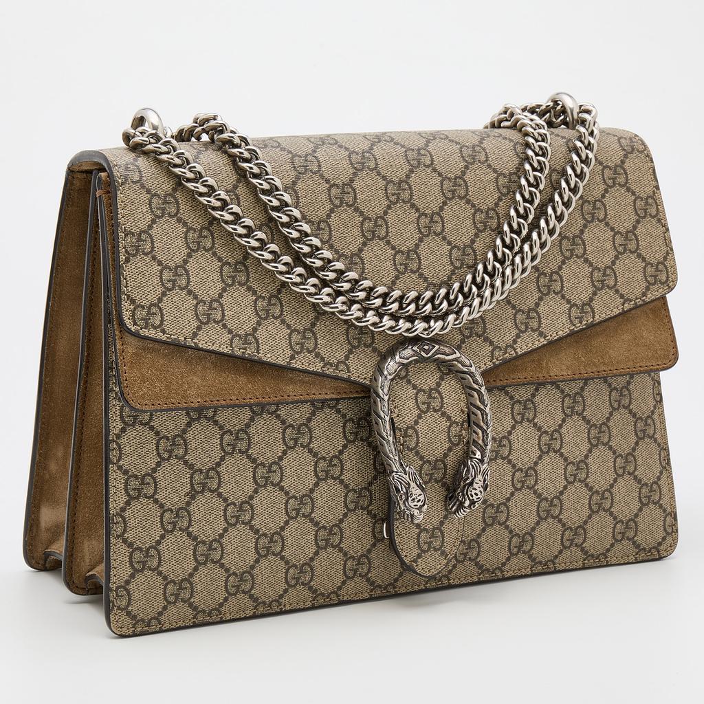 Gucci Beige GG Supreme Canvas and Suede Medium Dionysus Shoulder Bag商品第3张图片规格展示