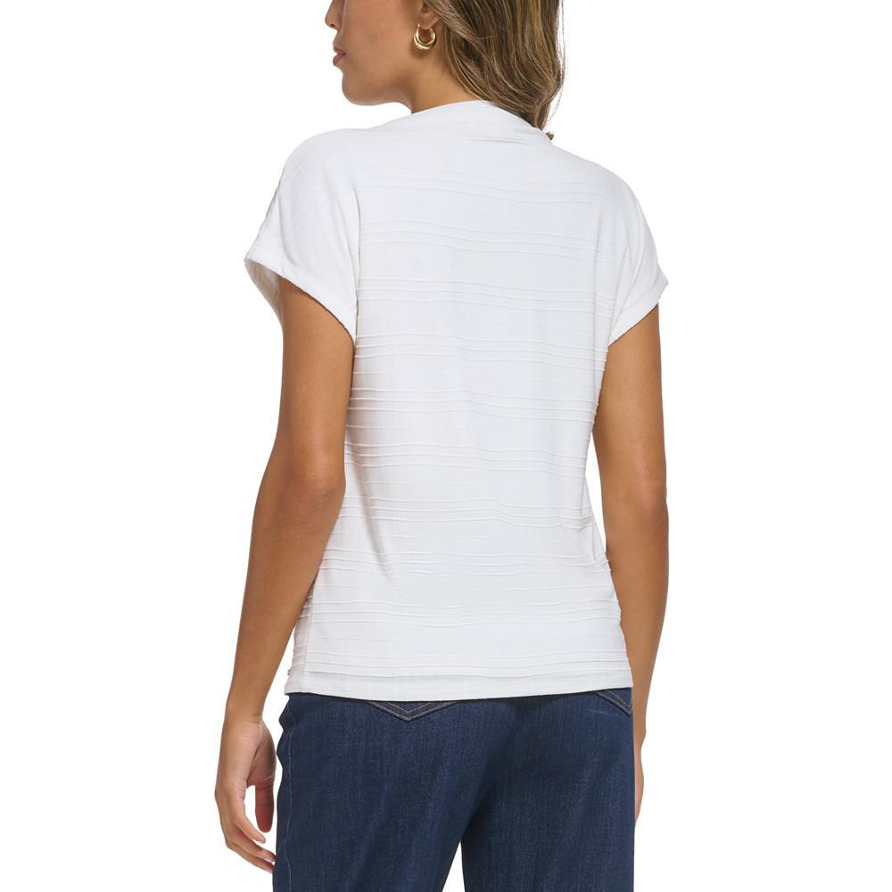 商品Calvin Klein|Petite Textured Mock-Neck Cap-Sleeve Knit Top,价格¥312,第4张图片详细描述
