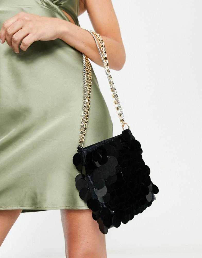 商品Topshop|Topshop sequin chain detail shoulder bag,价格¥208,第4张图片详细描述