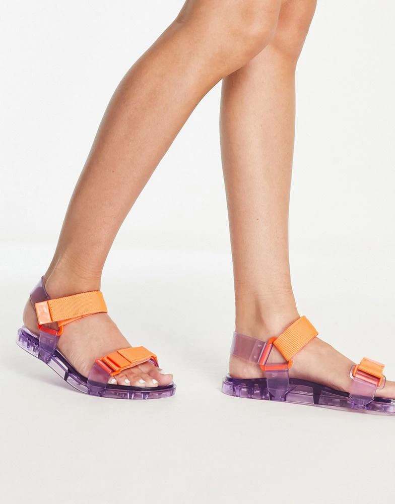 商品Melissa|Melissa Papette velcro strap flat sandals in purple,价格¥292,第2张图片详细描述
