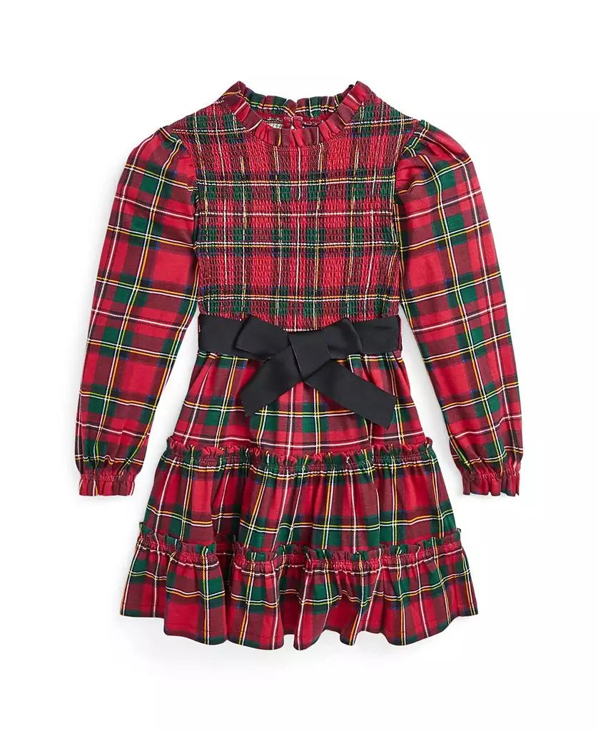 商品Ralph Lauren|Toddler and Little Girls Plaid Smocked Cotton Jersey Dress,价格¥442,第1张图片