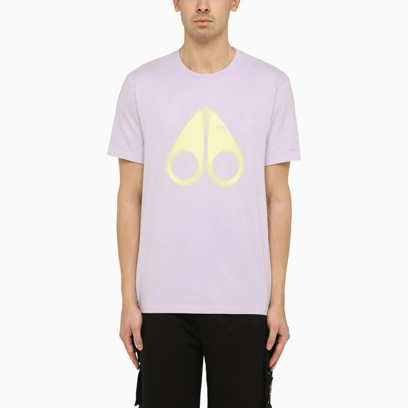 商品Moose Knuckles|Orchid-coloured cotton T-shirt with logo print,价格¥699,第1张图片