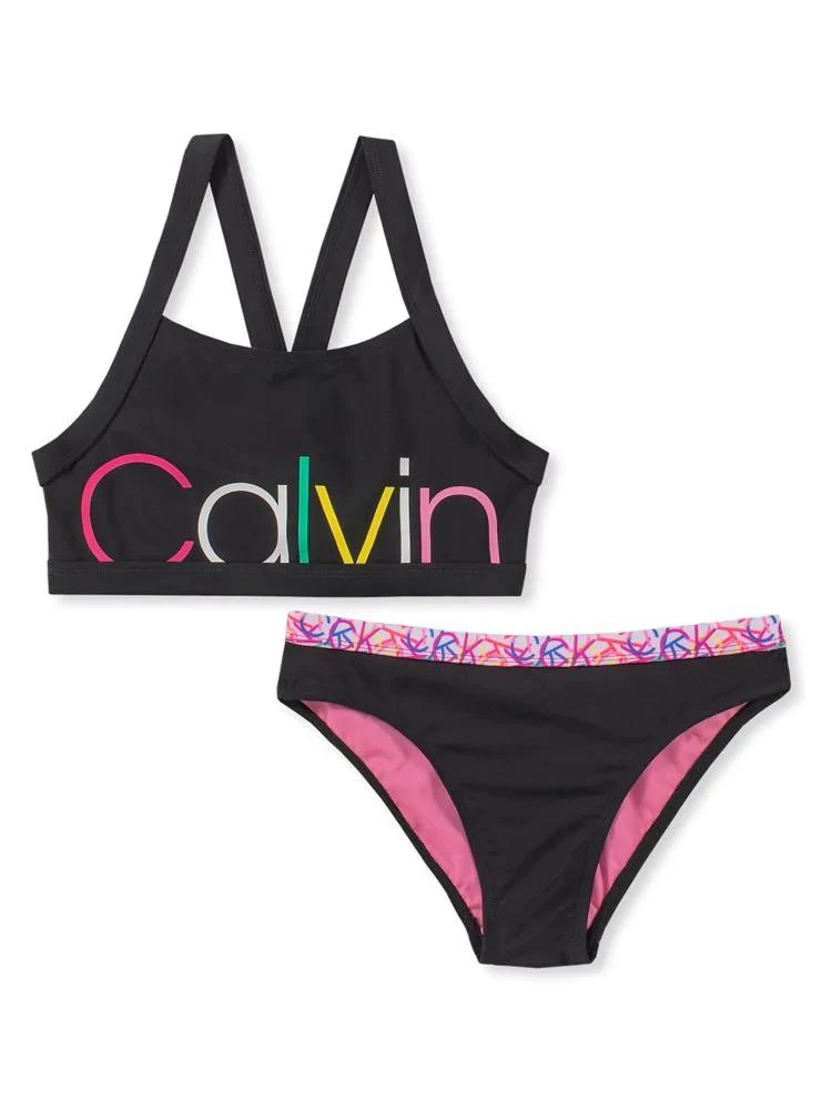 商品Calvin Klein|Girl's 2-Piece Graphic Bikini Set,价格¥84,第1张图片