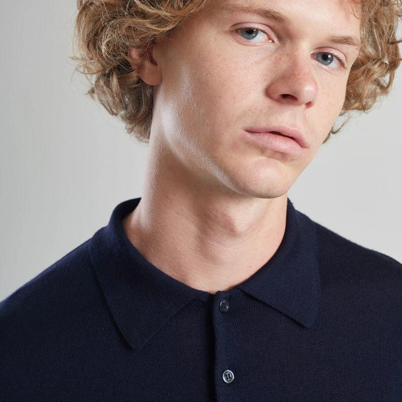 商品L'Exception Paris|Long Sleeved Polo Navy Blue L'EXCEPTION PARIS,价格¥635,第4张图片详细描述