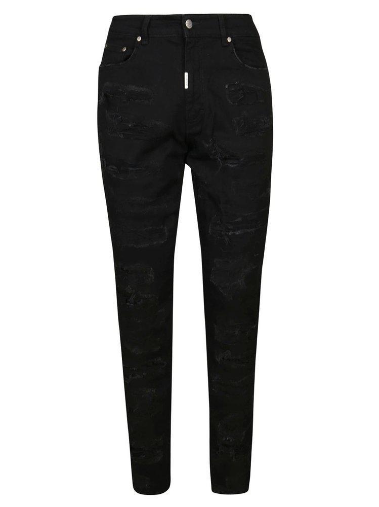 商品Represent|Represent Shredded Distressed Skinny Jeans,价格¥565-¥1031,第1张图片