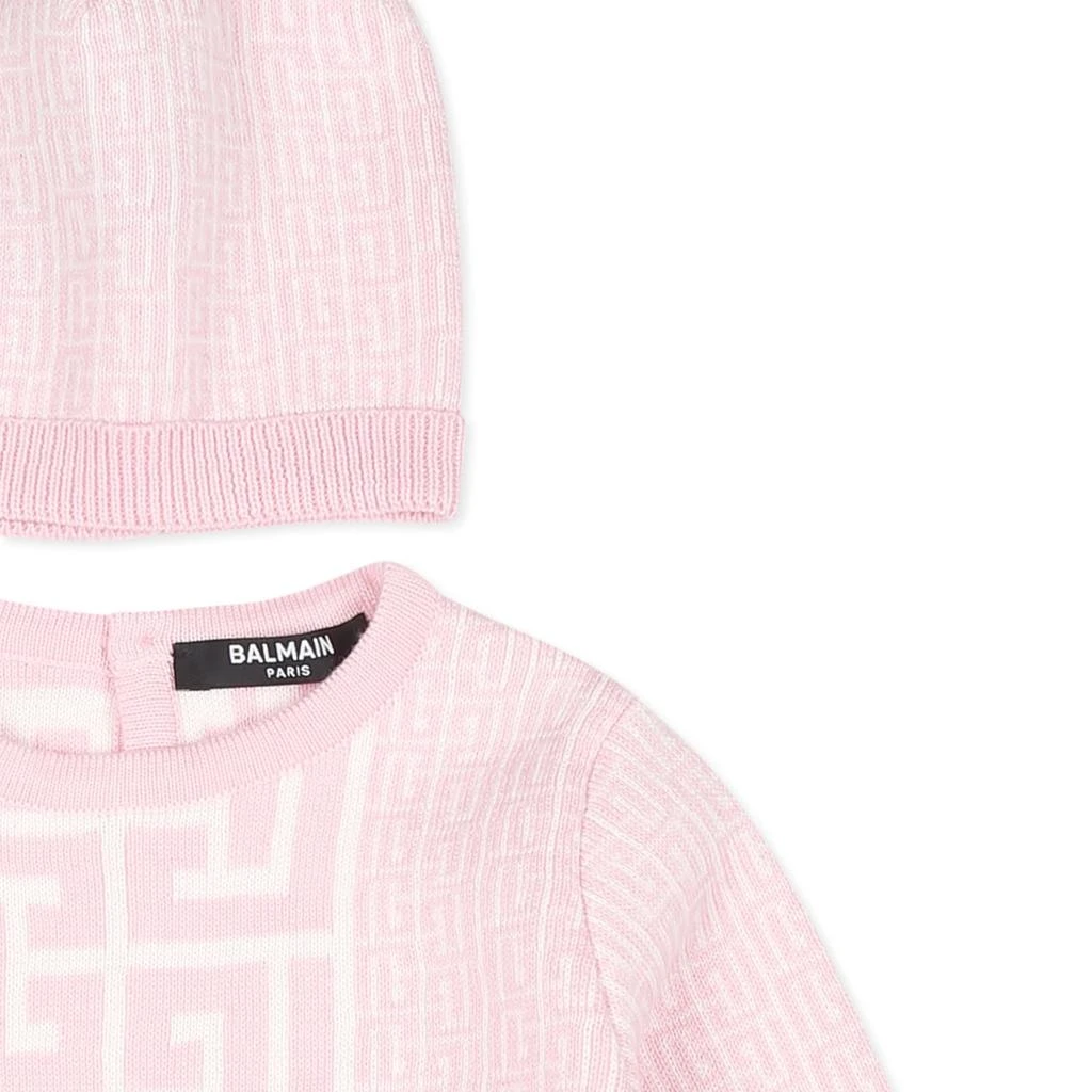 商品Balmain|Pink Babygrow Set For Baby Girl With Labyrinth,价格¥3721,第3张图片详细描述