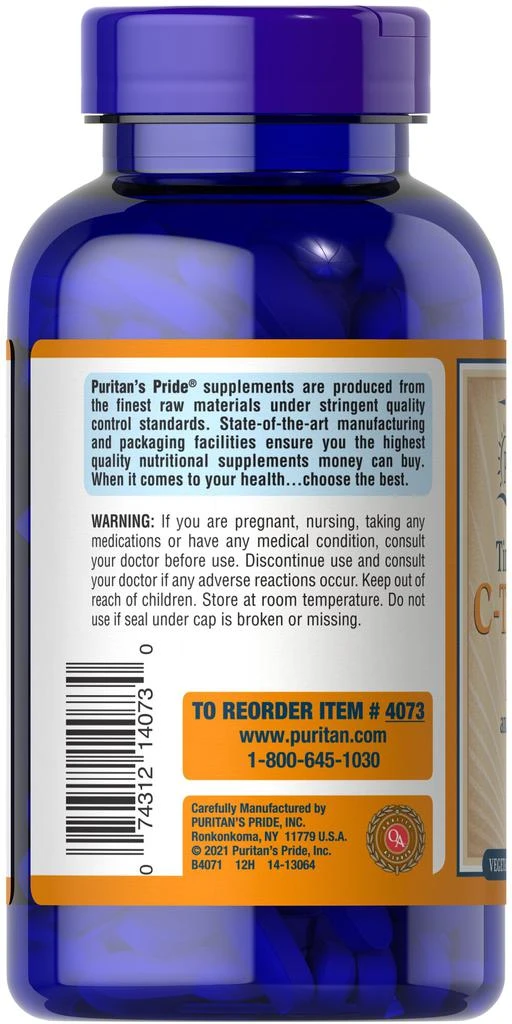 商品Puritan's Pride|Vitamin C-1000 mg with Rose Hips Timed Release 250 Caplets,价格¥412-¥823,第3张图片详细描述