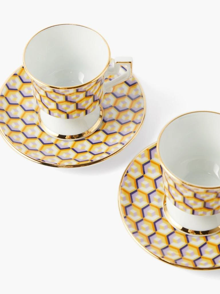 商品LA DOUBLE J|Set of two Cubi-print porcelain espresso cups,价格¥828,第3张图片详细描述