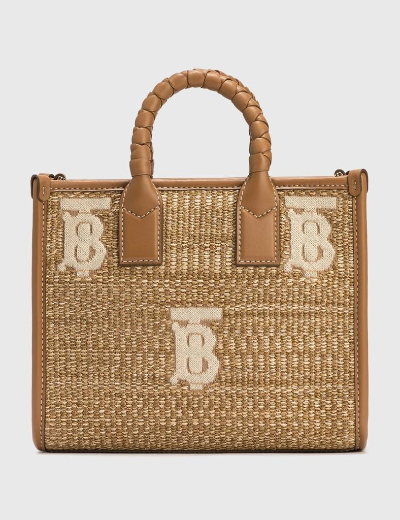 商品Burberry|Mini Monogram Raffia-effect Freya Tote,价格¥13181,第1张图片