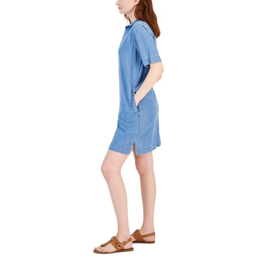 商品Tommy Hilfiger|Women's Popover Short-Sleeve Chambray Dress,价格¥441,第3张图片详细描述