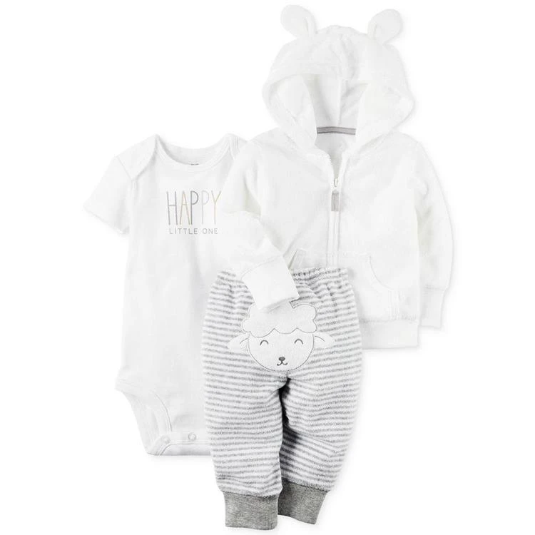 商品Carter's|3-Pc. Hoodie, Happy Bodysuit & Lamb Pants Set, Baby Boys & Girls,价格¥98,第1张图片