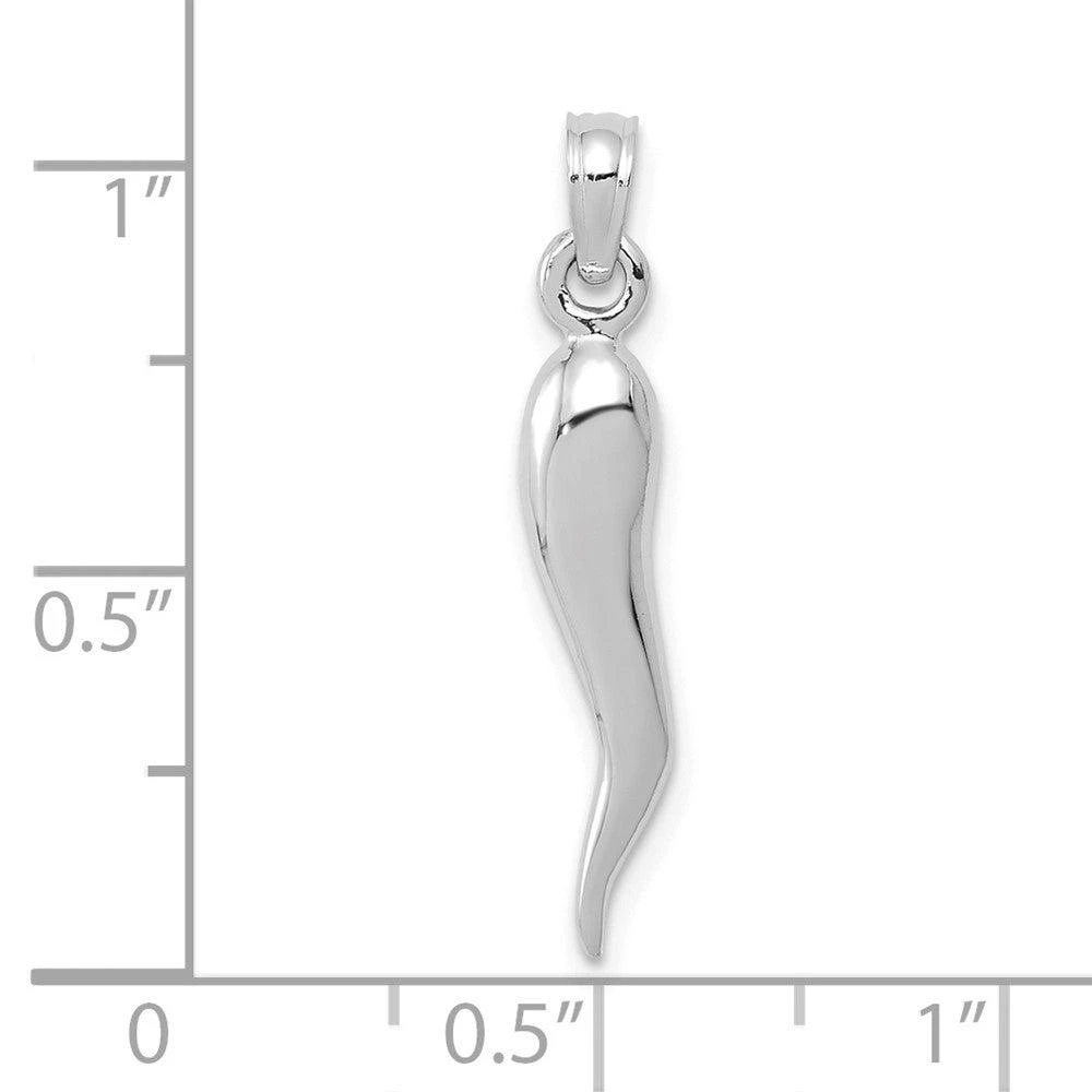 商品Diamond2Deal|10k White Gold Medium 3D Italian Horn Pendant,价格¥1851,第2张图片详细描述