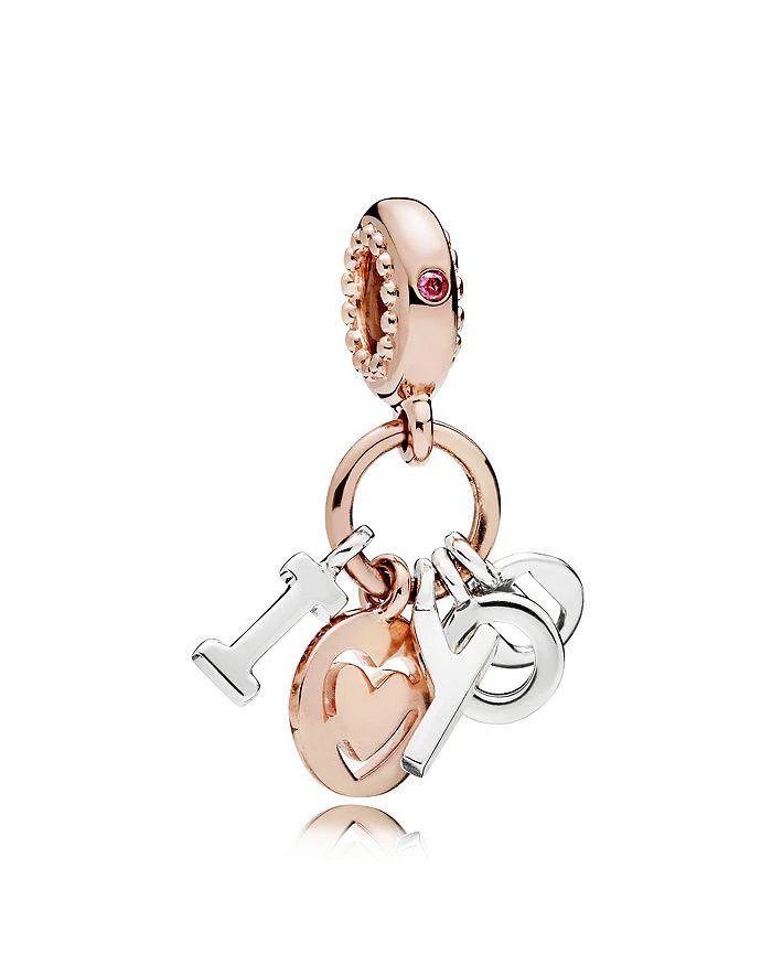 商品PANDORA|Sterling Silver & Cubic Zirconia I Love You Rose Dangle Charm,价格¥482,第1张图片