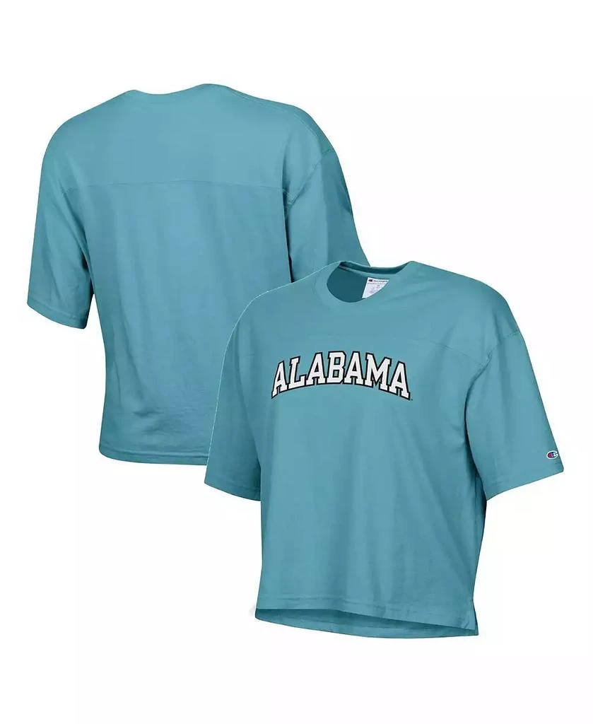 商品CHAMPION|Women's Aqua Alabama Crimson Tide Vintage-Like Wash Boxy Crop T-shirt,价格¥262,第1张图片