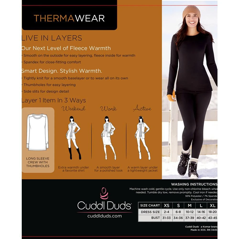 商品Cuddl Duds|Women's Thermawear Long Sleeve Top,价格¥125,第3张图片详细描述