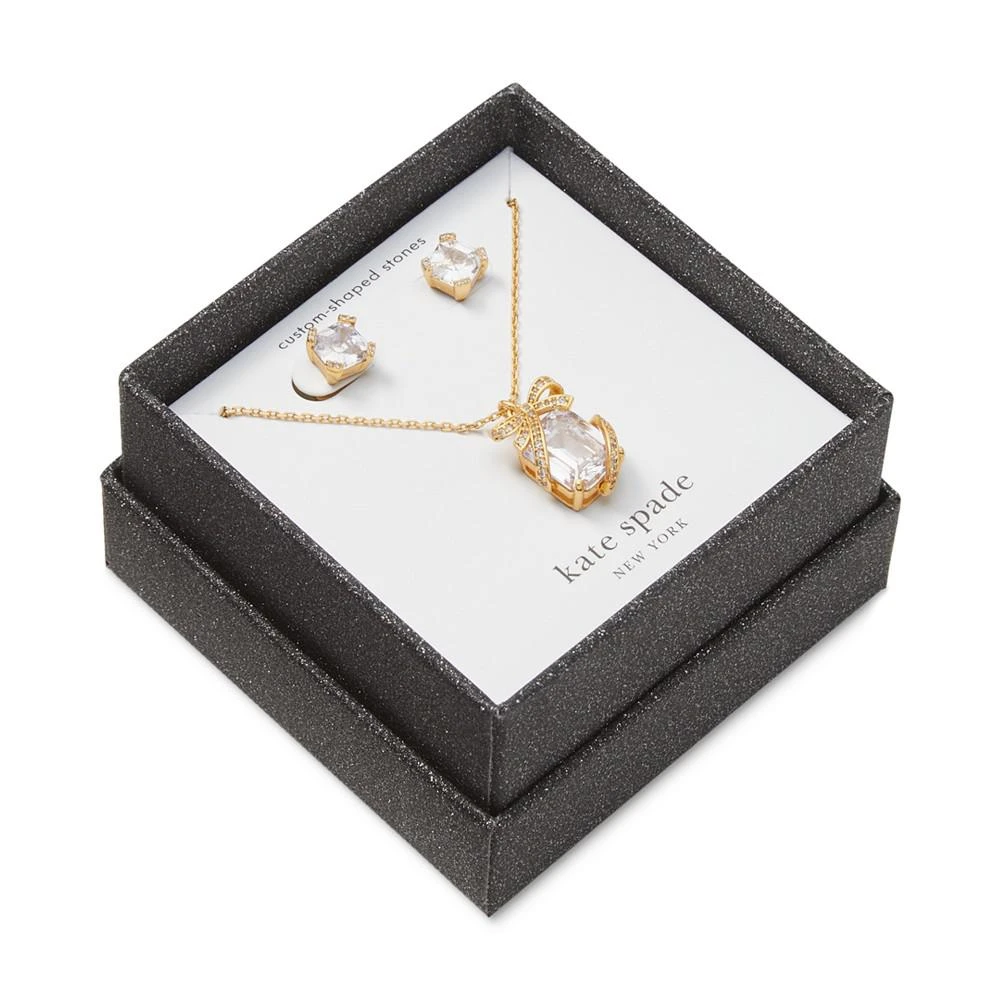 商品Kate Spade|Gold-Tone Crystal Present Stud Earrings & Pendant Necklace, 16" + 3" extender,价格¥479,第2张图片详细描述