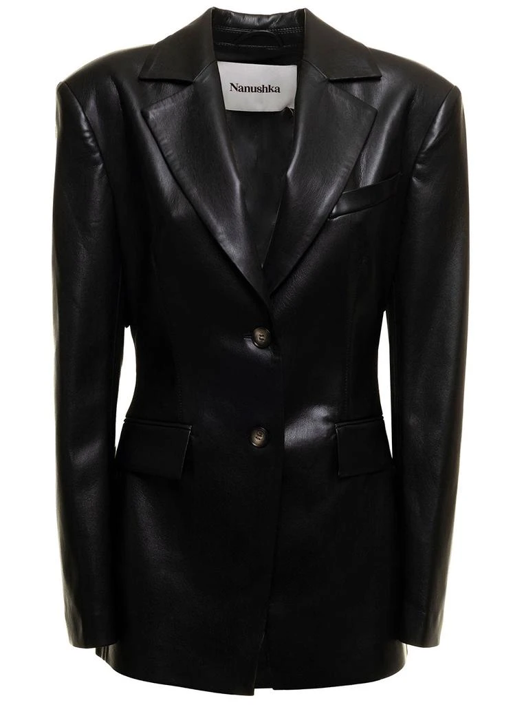 商品Nanushka|Hathi Black Vegan Leather Blazer Nanushka Woman,价格¥4150,第1张图片