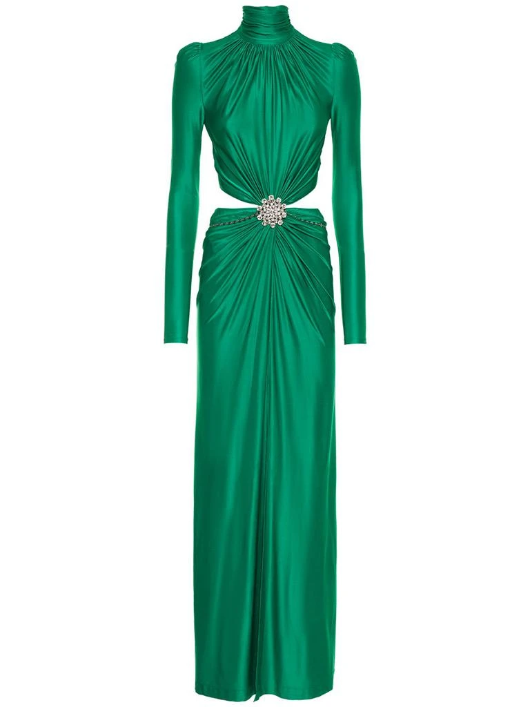 商品Paco Rabanne|Shiny Jersey Cutout Long Dress W/ Brooch,价格¥6436,第1张图片