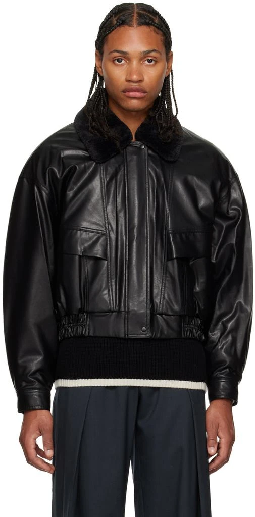 商品Low Classic|Black Padded Faux-Leather Jacket,价格¥2197,第1张图片