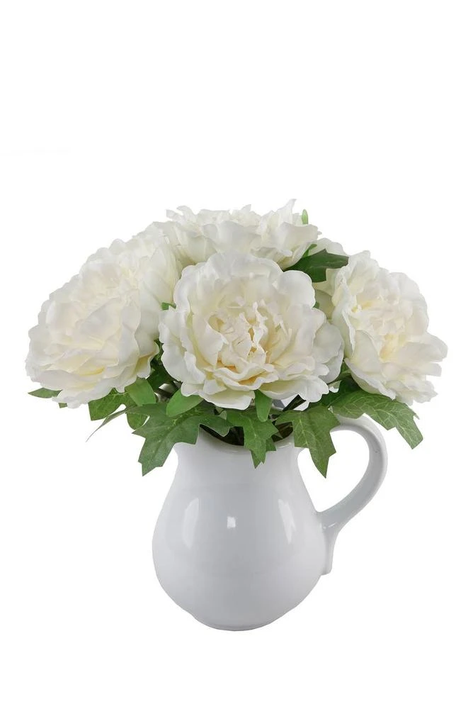 商品FLORA BUNDA|White Faux Peony Ceramic Planter,价格¥362,第1张图片