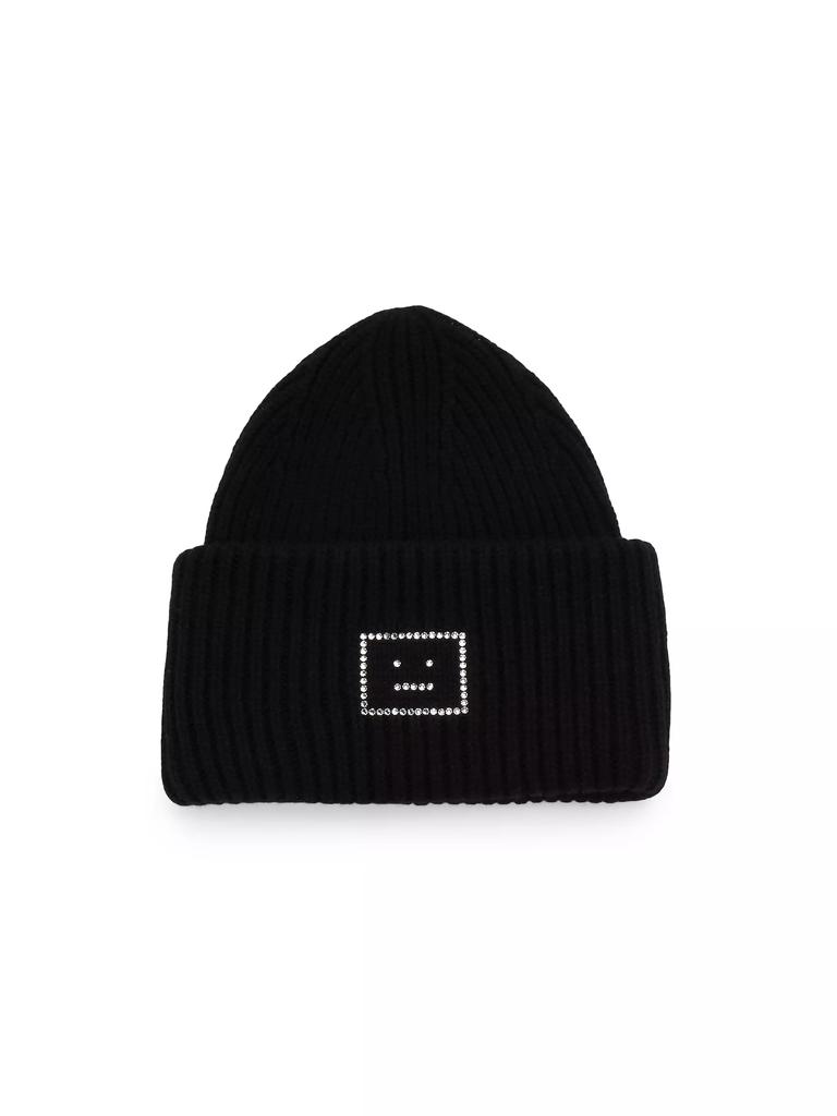 Acne Studios Unisex Pansy Wool Crystal-Embellished Beanie Hats