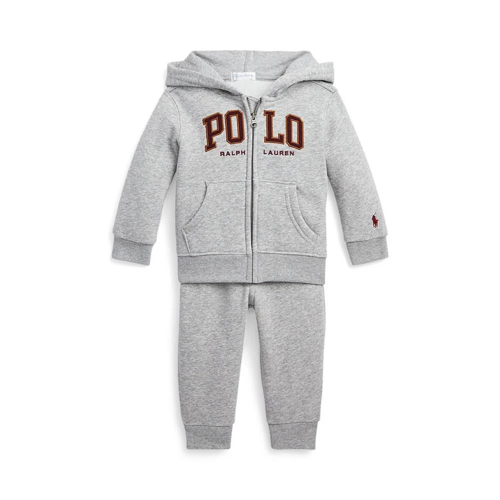 商品Ralph Lauren|Baby Boys Logo Fleece Full-Zip Hoodie and Pants Set,价格¥522,第1张图片