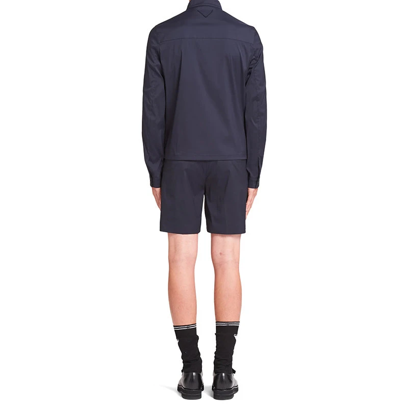 商品Prada|【预售3-7天】PRADA/普拉达 21年秋冬 男士蓝色棉质弹性短袖外套SGB765_Z21_F0V41_S_211,价格¥11048,第6张图片详细描述
