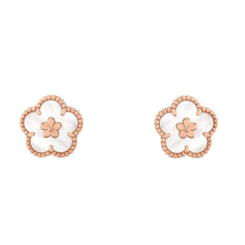 商品Van Cleef & Arpels| Van Cleef & Arpels/梵克雅宝 Lucky Spring系列 18K金玫瑰金白色珍珠母贝梅花形状耳钉VCARP7RU00,价格¥37819,第1张图片