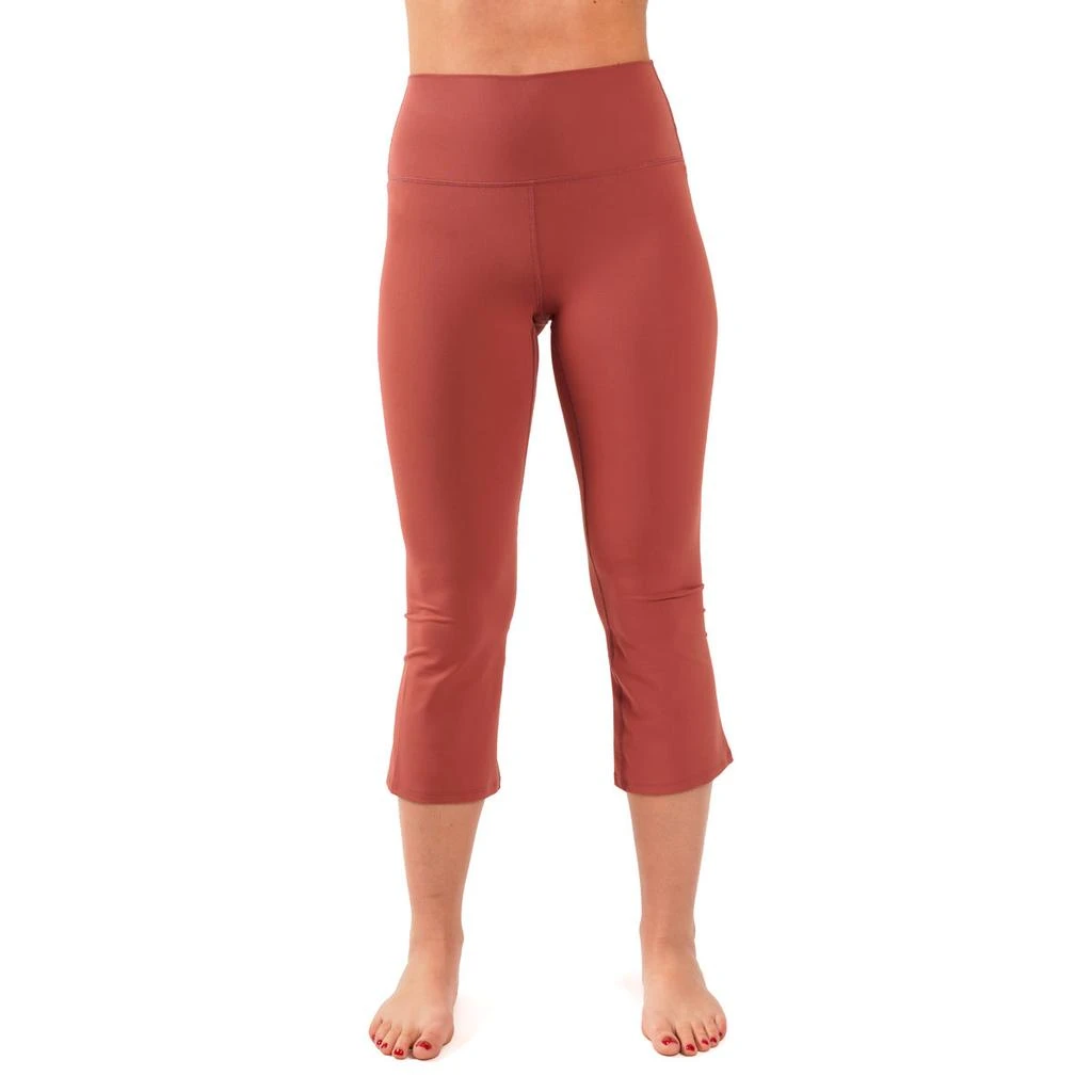 商品90 Degree by Reflex|Yogalicious by Reflex Women's Nude Tech Elastic Free High Waist Flare Yoga Capri with Front Splits,价格¥54,第1张图片