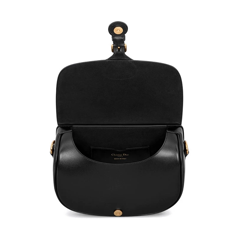 【预售3-7天】DIOR/迪奥早秋BOBBY系列 黑色滑面小牛皮金扣翻盖中号斜挎单肩马鞍包M9319UMOL_M900 商品