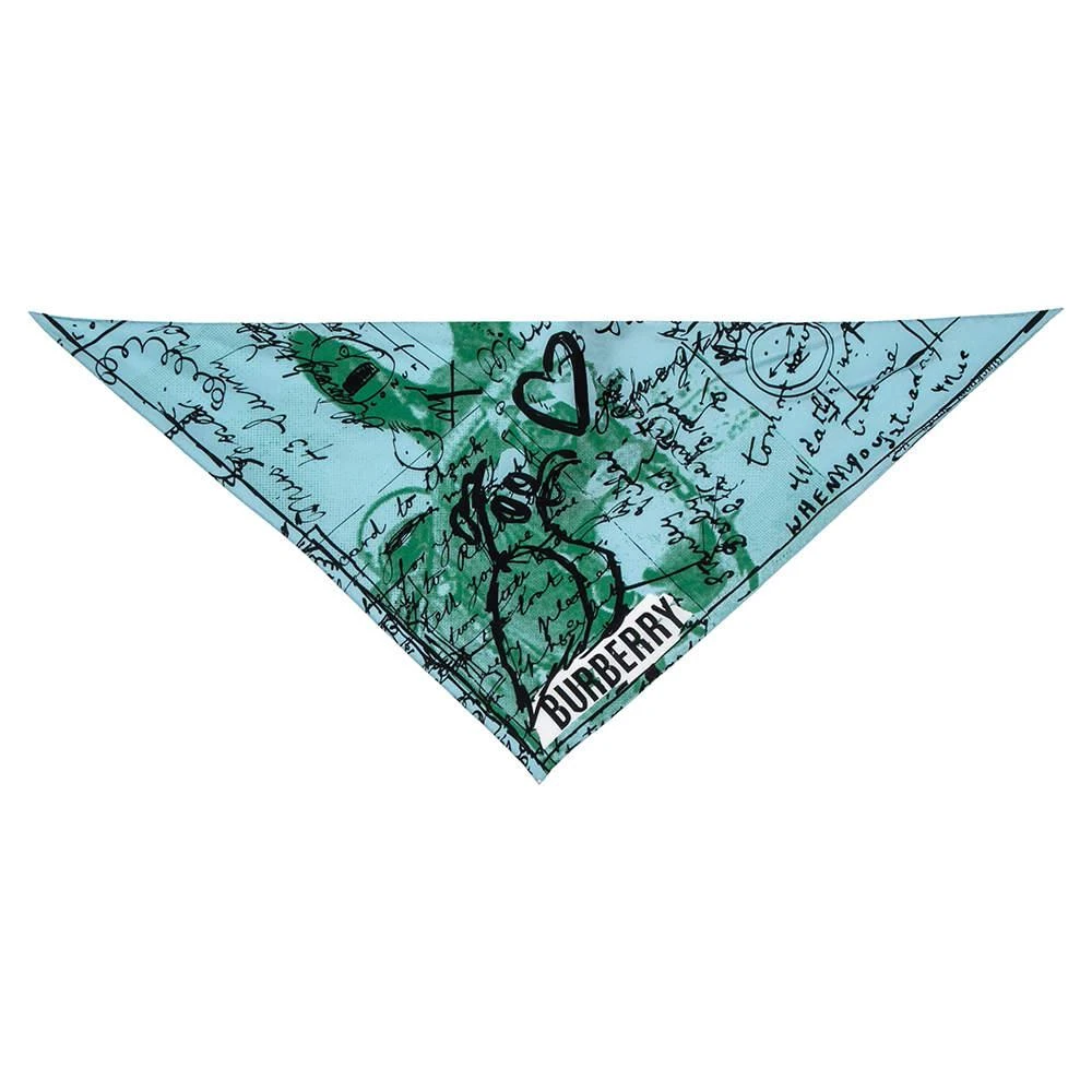 商品[二手商品] Burberry|Burberry Mineral Blue Postcard Printed Silk Triangular Scarf,价格¥1168,第1张图片