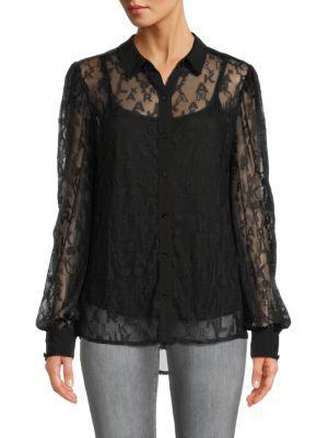 商品Karl Lagerfeld Paris|Logo Mesh Button Down Shirt,价格¥450,第1张图片