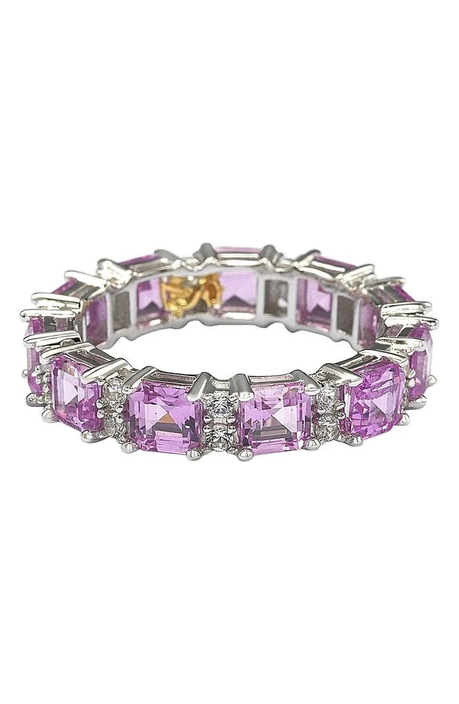 商品Suzy Levian|Asscher Cut Pink Sapphires Sterling Silver Eternity Band Ring,价格¥3486,第3张图片详细描述