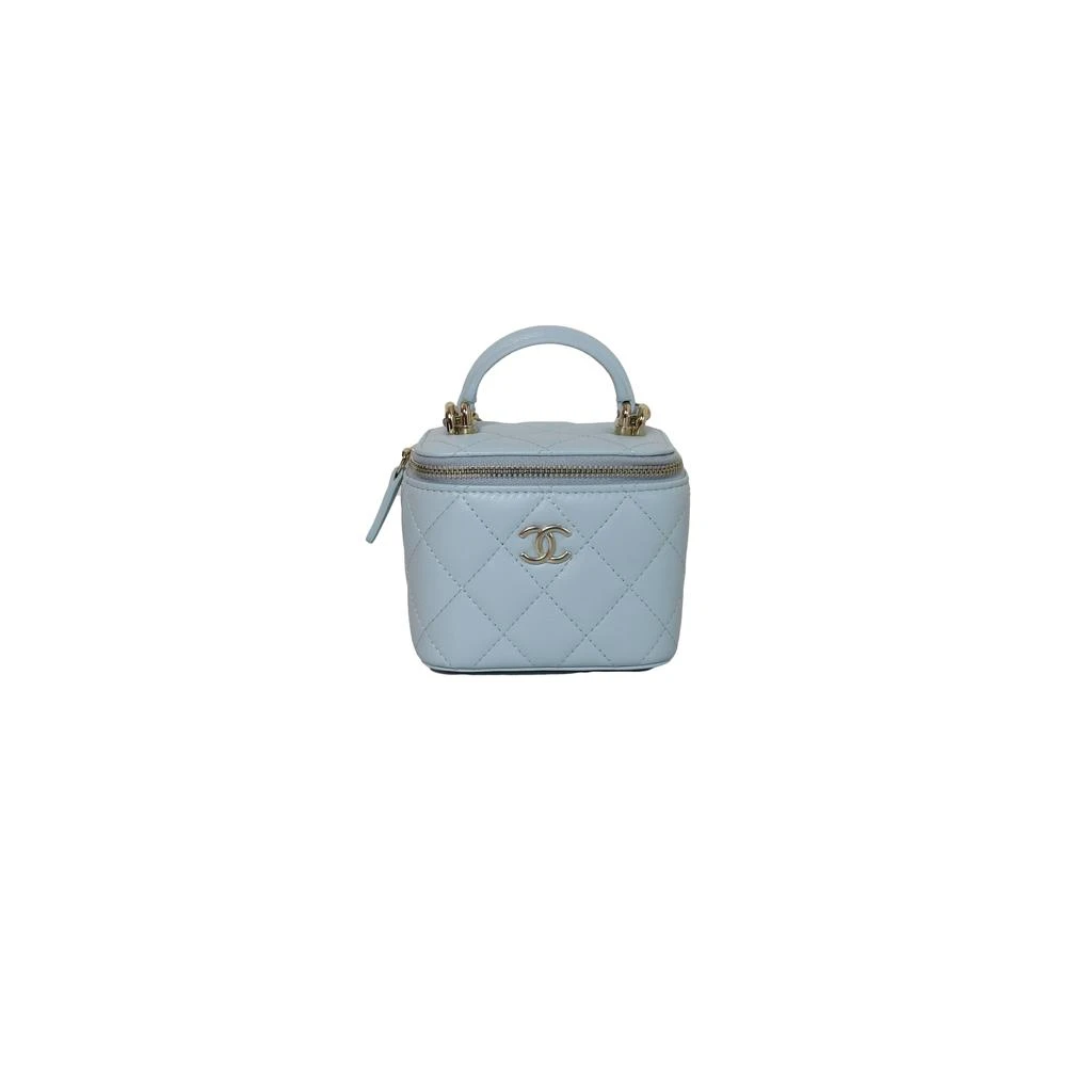 商品Chanel|Chanel Small Vanity Bag With Handle Chain Light Blue,价格¥31201,第1张图片