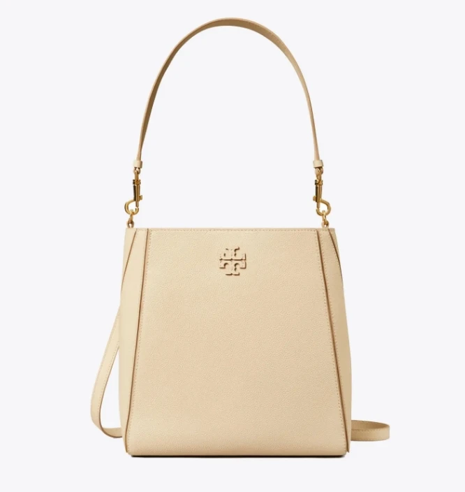 商品[国内直发] Tory Burch|汤丽柏琦 McGraw 徽标Logo磁力按扣 荔枝纹皮革 水桶包单肩斜挎手提包 女款 奶酪白,价格¥3572,第1张图片