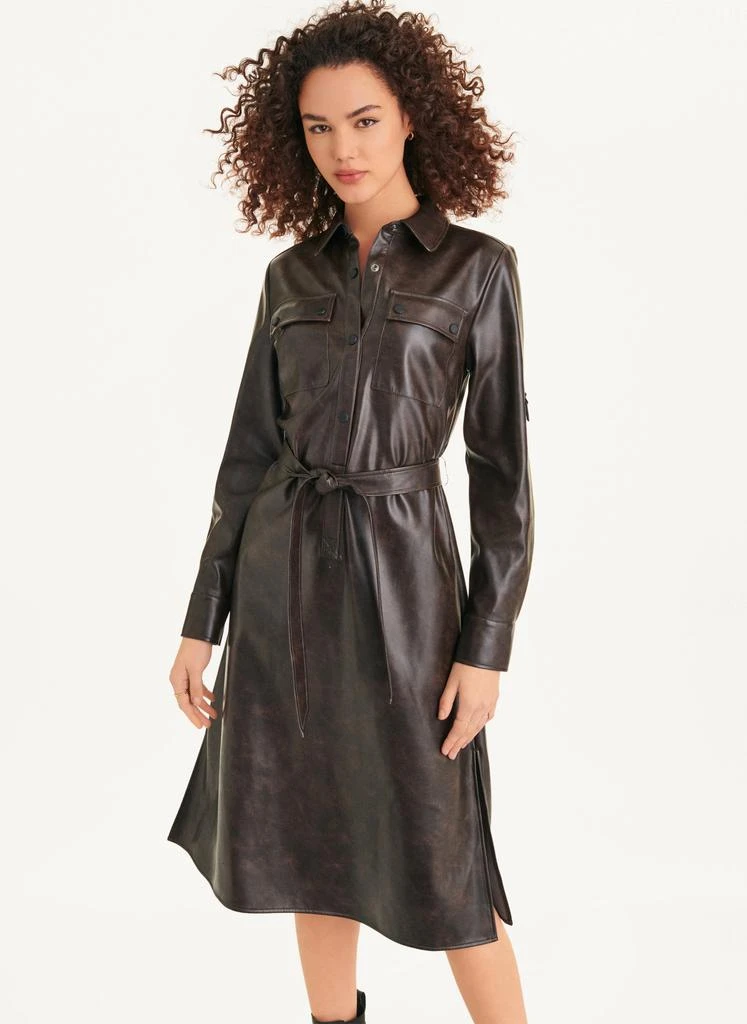 商品DKNY|Faux Leather Belted Dress,价格¥1284,第1张图片