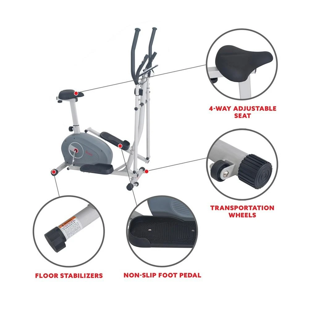 商品Sunny Health & Fitness|2 in 1 Magnetic Elliptical Upright Bike, Sf-E3903,价格¥4100,第4张图片详细描述