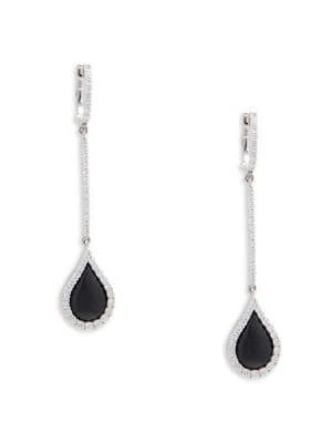 商品Roberto Coin|18K White Gold Black Jade & Diamond Drop Earrings,价格¥25207,第1张图片
