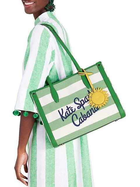 Market Cabana Striped Canvas & Faux-Leather Tote 商品