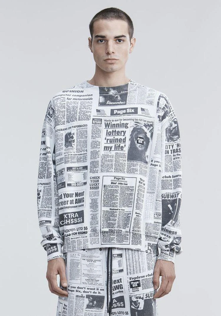 商品Alexander Wang|PAGE SIX NEWSPAPER SWEATSHIRT,价格¥2041,第5张图片详细描述