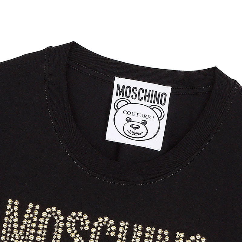 MOSCHINO/莫斯奇诺 21早秋 女士Teddy Studs弹力针织棉T恤 黑色07085540 A1555 （清仓特价） 商品