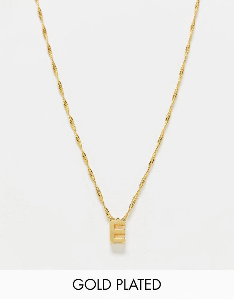 商品ASOS|ASOS DESIGN 14k gold plated necklace with simple E initial,价格¥136,第1张图片