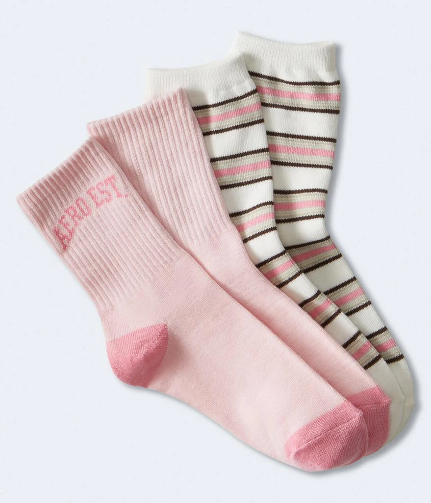 商品Aeropostale|Aeropostale Logo & Stripe Crew Sock 2-Pack,价格¥45,第1张图片