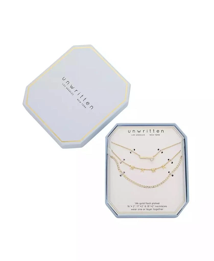 商品Unwritten|14K Gold Flash-Plated Cubic Zirconia Mama Layered Pendant Necklaces,价格¥191,第2张图片详细描述