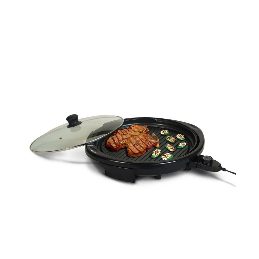 商品Elite Gourmet|14 inch Smokeless Indoor Electric BBQ Nonstick Grill with Glass Lid, Dishwasher Safe,价格¥352,第1张图片