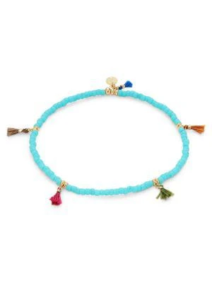 商品Shashi|Lilu 14K Goldplated & Japanese Seed Bead Tassel Charm Bracelet,价格¥190,第1张图片